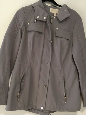 Michael Kors Gray Hooded Utility Jacket